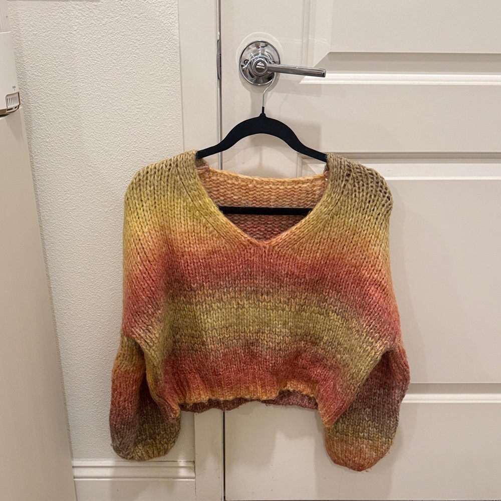 Multicolor Gradient V-Neck Sweater Women’s Size S